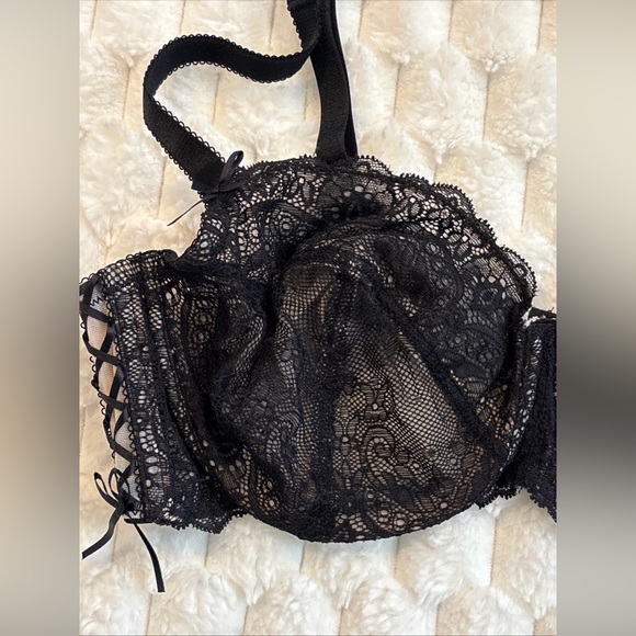 Adore Me Womens Black Lace Mesh  Underwire Back Closure Bra 40D Coquette - Picture 3 of 13